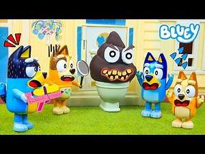 Bluey Toys and The Toilet Poo Monster 💩 | Pretend Play Bluey Toys | Learning Videos for Kids