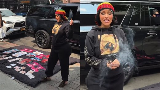 Cardi B hilariously sells her new album on the streets of New York after trial