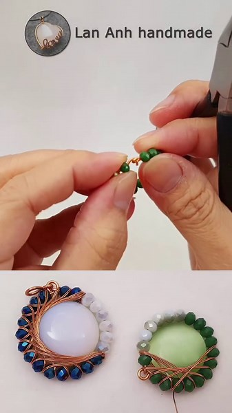 Play with wire | Moon | Pendant | Crystal beads | big stone no holes @LanAnhHandmade 715 #Shorts