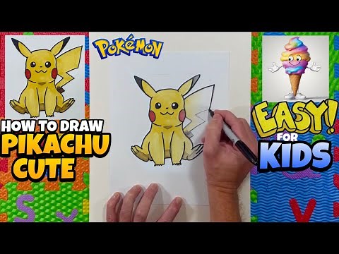How to Draw Pikachu (Cute) | POKÉMON | Easy Art Lesson for Kids & Beginners