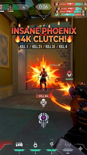 INSANE Phoenix 4K Clutch 🔥 Clutched With No Time! | #valorant #ranked