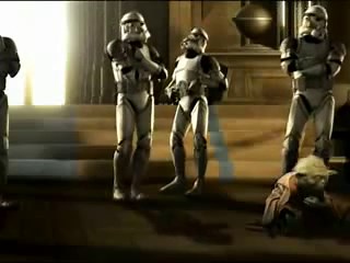 Yoda breakdancing in the Jedi Temple