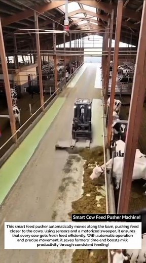 Smart Cow Feed Pusher Machine! Automatic Feeding System for Dairy Farms 🚜🐄