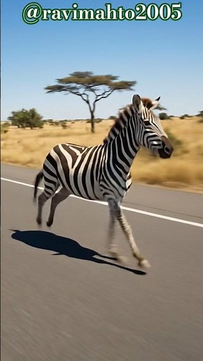 zebra running full speed on a road #youtubeshorts #animalshorts#animalworld #wildphotography