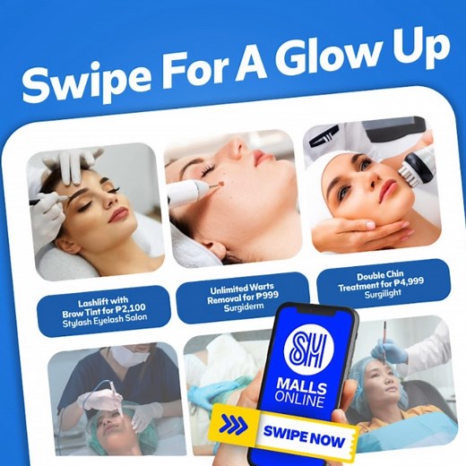 Swipe for a glow-up! Discover different Swipe beauty Swipe Coupons you can grab at SM on the SM Malls Online app. From lashlifts to different facial treatments, you're sure to find a beauty deal for you! 👉https://click.smmallsonline.com/DFqS/ngr28jkn | SM Deals