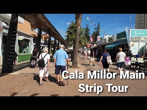 Cala Millor Mallorca - Main Strip Tour, Shops,Bars,Resturants, 4K