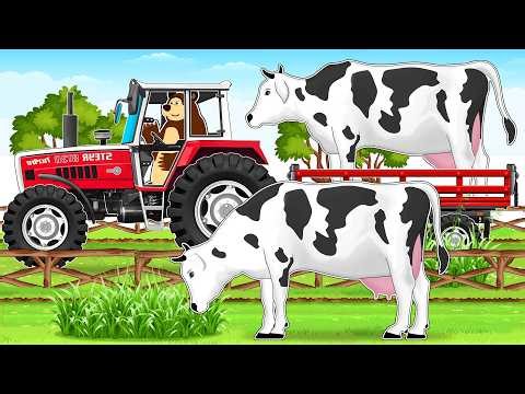 Big Cow Transport 🚜🐮| Tractor and Trailer Working | Farm Vehicles Animation
