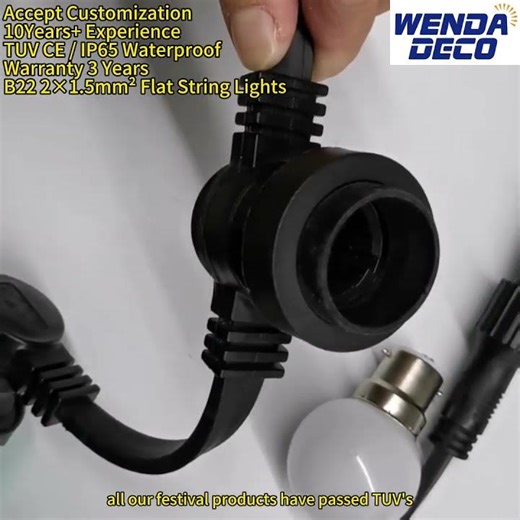 B22 2×1.5mm² Flat String Lights