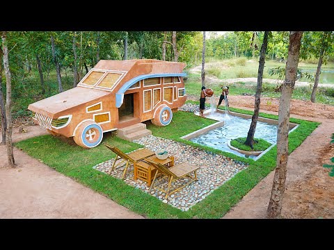 Building Craft-Modern Car House And Mud & Swimming Pool Park [ Full Video ]