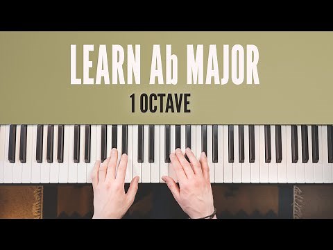 Ab Major Scale on piano - Right hand, Left hand, Both Hands together // 1 Octave tutorial