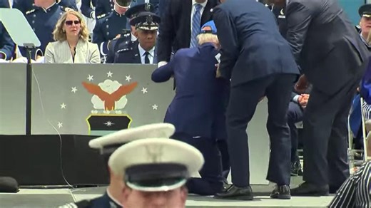 Joe Biden falls during graduation ceremony