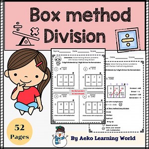 Box Method Division Worksheets | Long Division Practice Grades 3-5 | No Prep