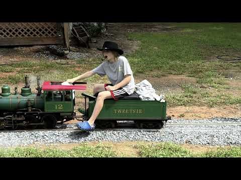 Live steam track Back Yard Railway with Dog and Deer Little Tweetsie Railroad and locomotive