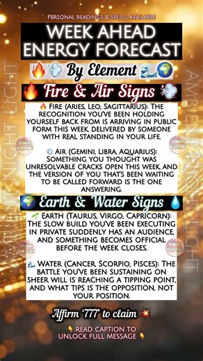 THE ENERGY SWITCH HAPPENING THIS WEEK IS NOT SMALL ✧ 7-Day Forecast by Element