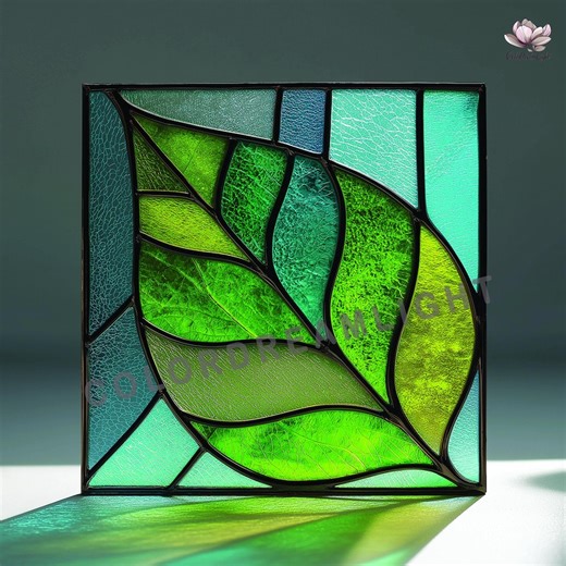 Leaf Stained Glass Pattern, Nature Botanical Glass Art, Modern Suncatcher Design (PDF SVG PNG, No.04-89pl) - Etsy UK