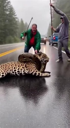 A rider in the middle of the forest rescues an animal that is being strangled by a python#sora2