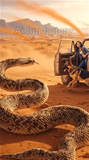 Dog Protects Woman as Giant Python Approaches the Jeep #shorts #ai
