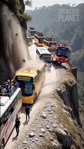 Rocks Crash Onto Convoy of Tourists!
