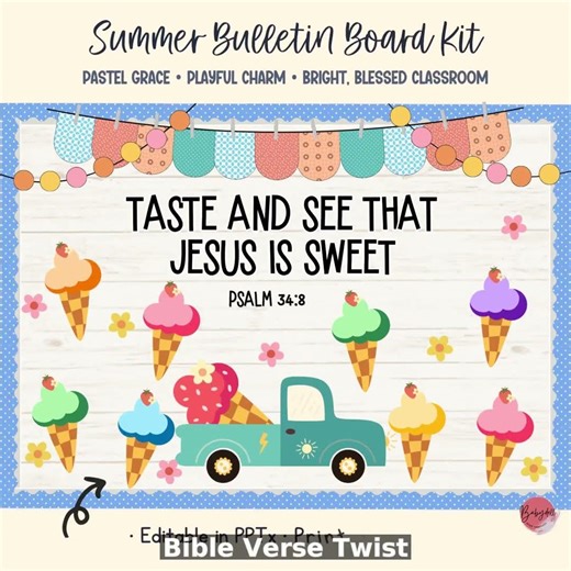 Summer Sunday School Ice Cream Bulletin Board Kit