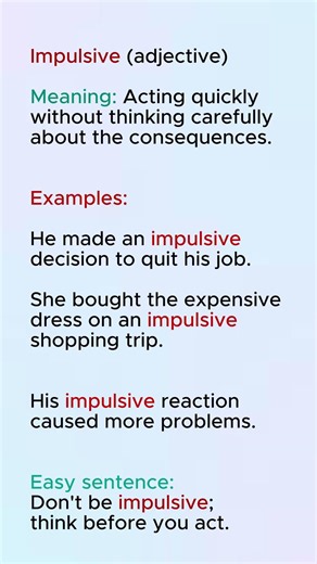 Impulsive Meaning in English | Learn English #english