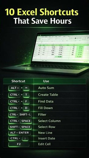 10 Excel Shortcuts That Save Hours #shorts