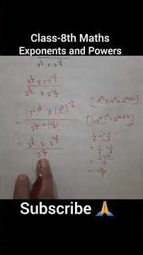 Simplify: [9^(1/3)×27^(-1/2)]/[3^(1/3)×3^(-2/3)] #maths #class8maths #exponentsandpowers #ytshorts
