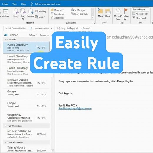 How to create a rule in outlook - Microsoft outlook