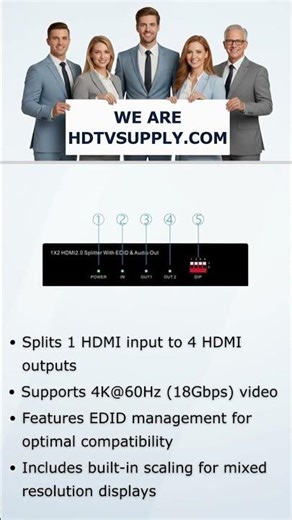 WolfPack 4K 60 Hz 1x4 HDMI Splitter With EDID Scaling & Audio