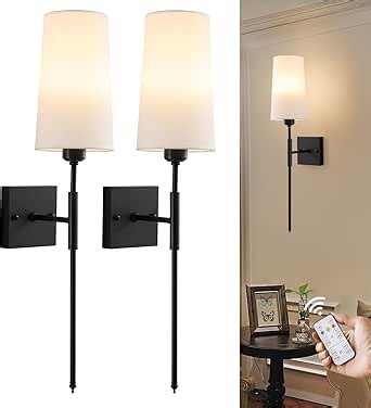 Vitnucrol Black Rechargeable Battery Operated Wall Sconces Set of Two with Remote, Cordless Wall Lamp Lighting Fixture, Wireless Dimmable Battery Powered Wall Lights for Bedroom Living Room, 5000mAh