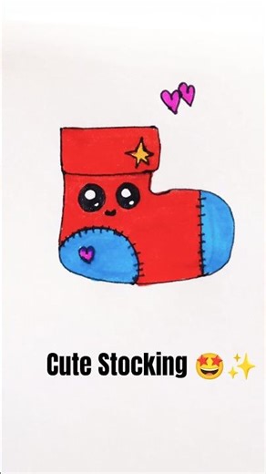 😍Cute Christmas🥰Stocking Drawing| #StockingDrawing #KawaiiArt #ChristmasDrawing #CuteDrawing #trend