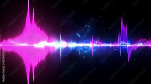 Visualizing sound waves in vibrant colors, showcasing an artistic representation of audio at a contemporary studio Stock Video