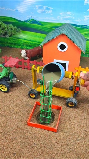 mini tractor video bulid strong rcc piller | diy machine construction project #shorts #youtubeshorts