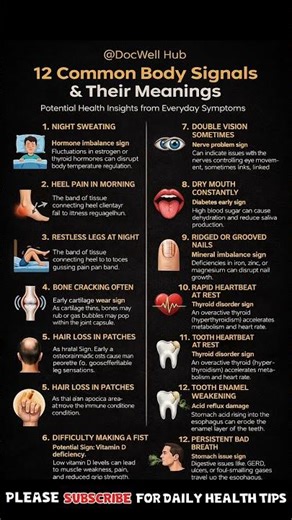 12 Common Body Signals & What They Mean | Early Health Warning Signs #HealthAwareness #WellnessTips