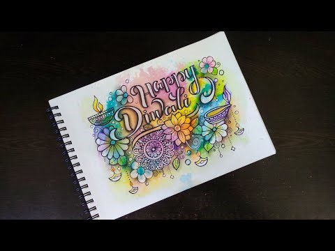 Happy Diwali Drawing/Diwali Diya Drawing with Watercolor Background/Easy Mandala Art/Diwali Mandala