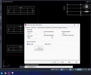Section View and Profile View with Different Horizontal Scales