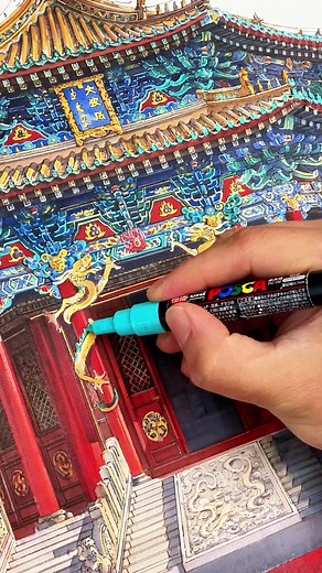 This is the Shenyang Forbidden City, the second largest remaining palace complex in China after the Forbidden City in Beijing. The Dazheng Hall is one of the most iconic buildings‼ #painting #handpainting #drawing #viral