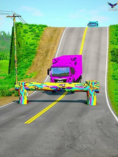 ‎ Colourful Lorry Crash! Can This Truck Beat the Arch? 🌈💥 #BeamNGDrive #LorryFails #Viral