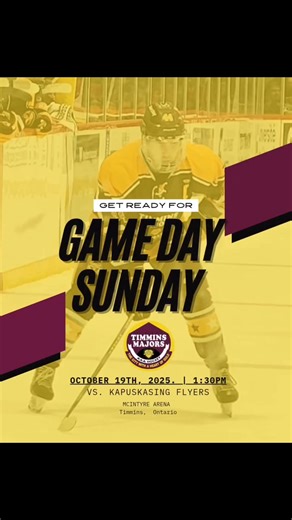 Game Day Sunday at the Mac! 1:30pm puck drop. | Timmins Majors AAA Hockey Association