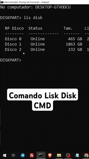 Comando LIST DISK CMD #windows #tutorial #diskpart