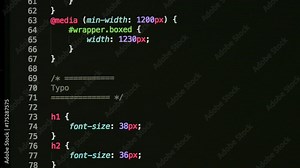 HTML and CSS code developing. Website design code programming on a laptop screen