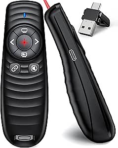 USB Type C Wireless Presentation Clicker 2.4GHz Clicker for Powerpoint Presentations,Presentation Clicker with Volume Control & Hyperlink,Slide Clicker Pointer for Classroom Mac Laptop Computer