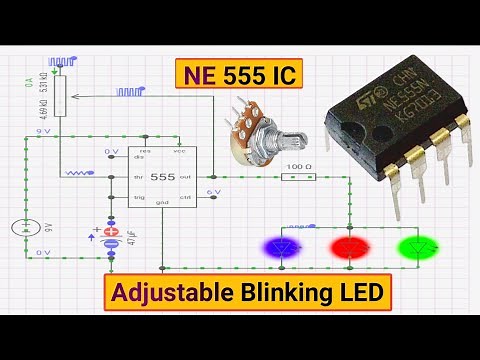 555 IC Blinking LED Circuit | NE555 IC Circuit | Adjustable Flashing LED Circuit