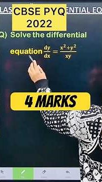 Q Solve the differential equation 𝐝𝐲/𝐝𝐱=(𝐱^𝟐+𝐲^𝟐)/𝐱𝐲 #cbse2026 #cbse2024 #maths