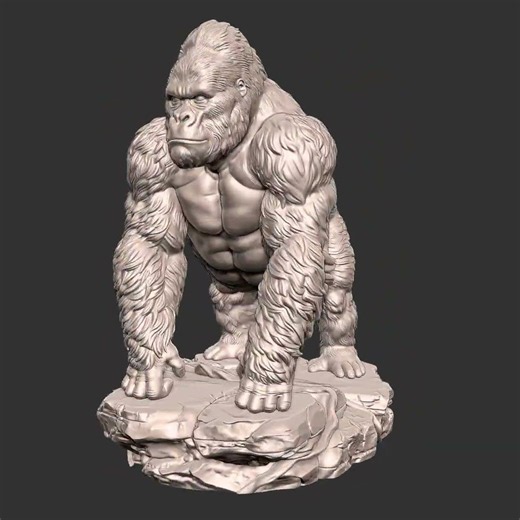 3D Printable STL Silverback Gorilla turntable