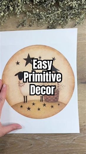 Easy primitive decor. Printable is from Moody Cow Cottage. #craftideas #decoupage
