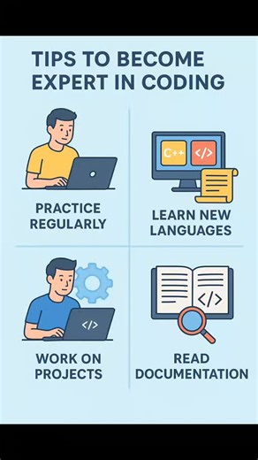 Prashant Kumar on Instagram: "🎯 TIPS TO BECOME AN EXPERT IN CODING 💻 Want to level up your coding skills? In this video, I’ve broken down the four most important steps every developer should follow to grow from beginner to expert. ✨ 1. Practice Regularly 🧠 Consistency builds logic, speed, and confidence. The more you code, the better you get. ✨ 2. Learn New Languages 🔤 Don’t limit yourself. Exploring languages like Python, C++, JavaScript, and more helps you understand different paradigms an