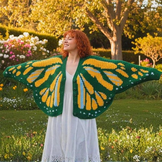 Monarch Butterfly Cardigan Crochet Pattern PDF | Oversized Wing Sweater | Tapestry Crochet | Digital Download - Etsy