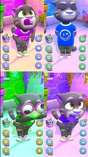 Talking tom Cat 2 Four Rainbow Coloured 4 screen gameplay #talkingtom #talking