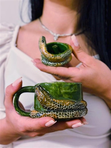Handmade Snake Mug and Incense Holder Set - Ceramic Coffee Cup - Gothic Witchy Decor - Spiritual Gift - Unique Pottery Mug Set - Etsy