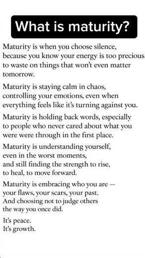 What Is Maturity? | The Real Meaning of Emotional Growth #motivation #quotes #maturity